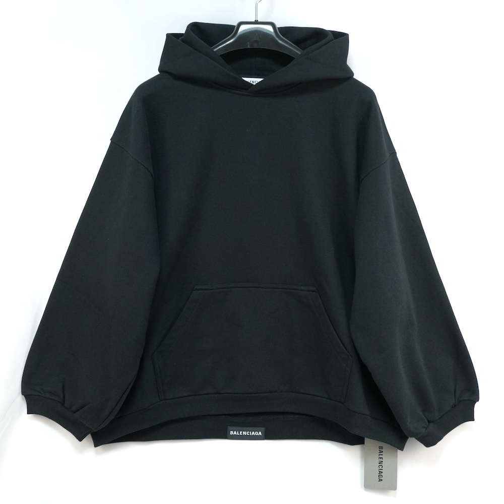 BALENCIAGA バレンシアガ パーカー バックロゴ スウェット プルオーバー コットン ブラック サイズM 600583 TIV84