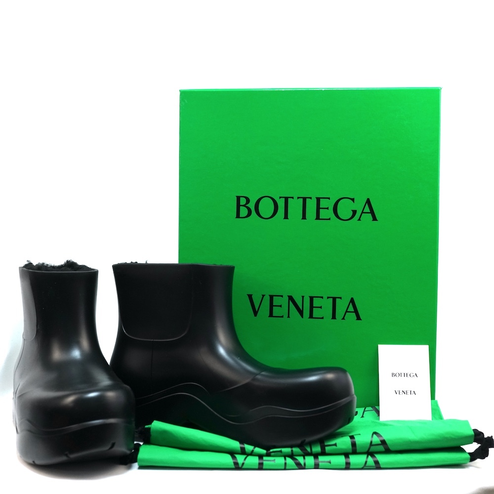 BOTTEGA VENETA ボッテガヴェネタ PUDDLE SHEARLING パドル シアリング ブラック ラバー ブーツ サイズ41(約26cm) 676889 V1BM0