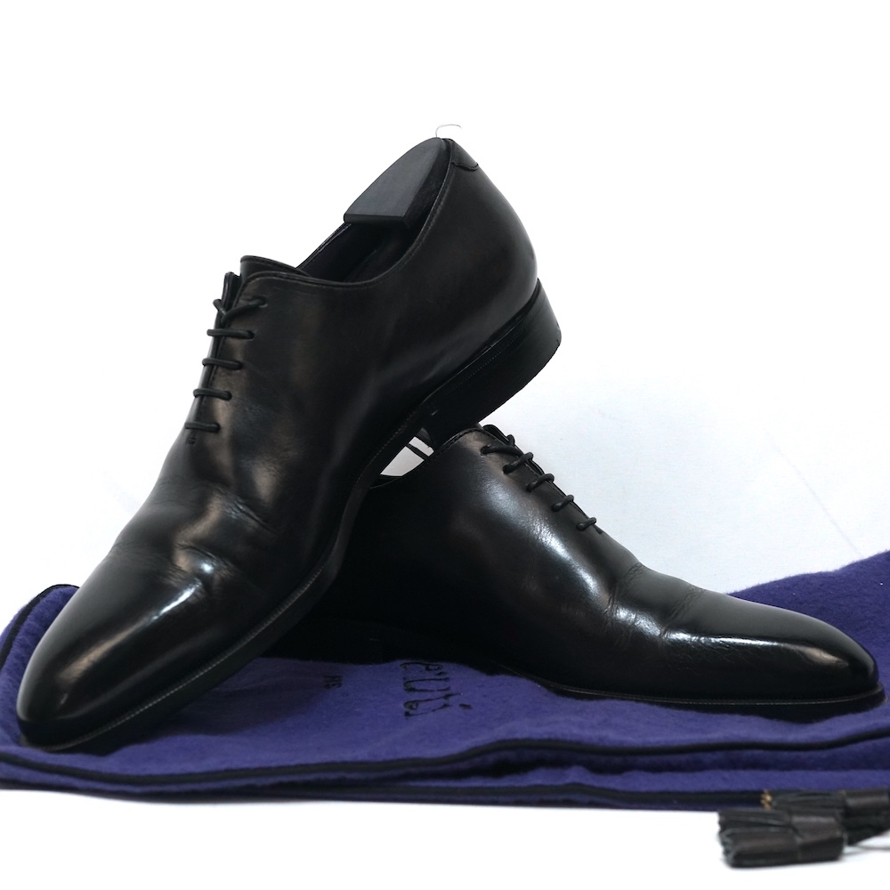 Berluti ベルルッティ パティーヌ加工 ホール カット デザイン アレッサンドロ レザー シューズ ガレ ブラック 6.5サイズ(約26cm) BRS4505