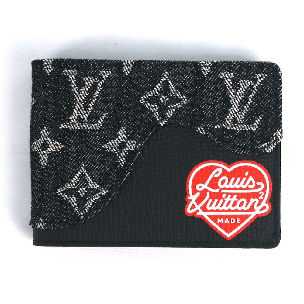 2022SS LOUIS VUITTON MADE ルイヴィトン NIGO ニゴー コラボ ポルトフォイユ スレンダー モノグラム デニム レザー 2つ折り 財布 ブラック