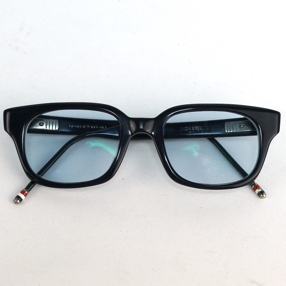 THOM BROWNE トムブラウン ウェリントン サングラス トリコロール ストライプ ネイビーカラー ブルーレンズ TB-401-D-T-NVY-49.5 49.5