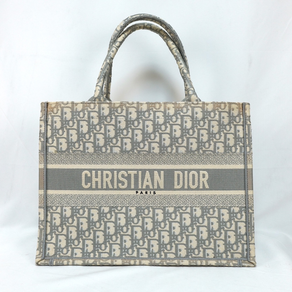CHRISTIAN DIOR クリスチャン ディオール DIOR ディオール オブリーク ブックトート ミディアム キャンバス ロゴ ライトグレー
