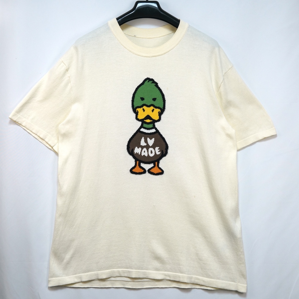 2022SS LOUIS VUITTON ルイ ヴィトン NIGO ニゴー コラボ インタルシア ジャカード ダック Tシャツ LV MADE コットン ニット M クリーム