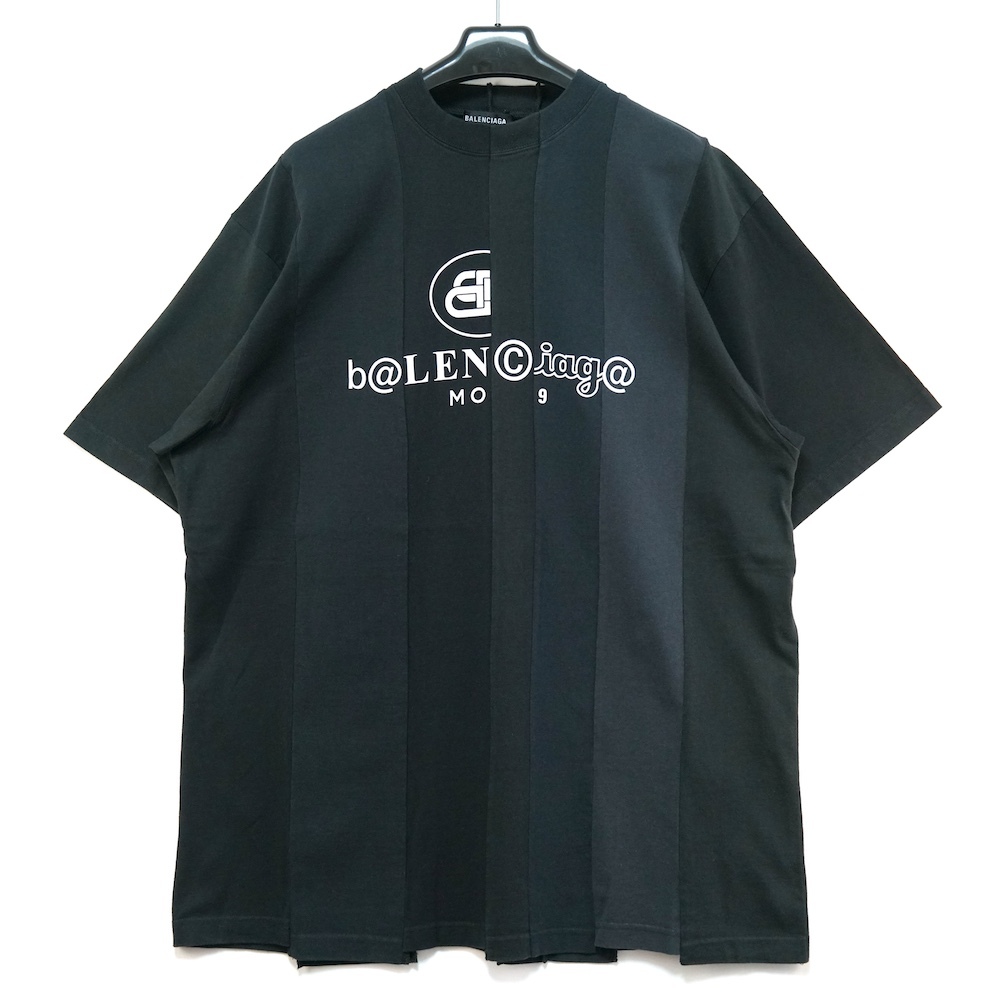 BALENCIAGA バレンシアガ 青山店限定 カットアップ 再構築 ロゴ Tシャツ ブラック XSサイズ 661602TKVD1