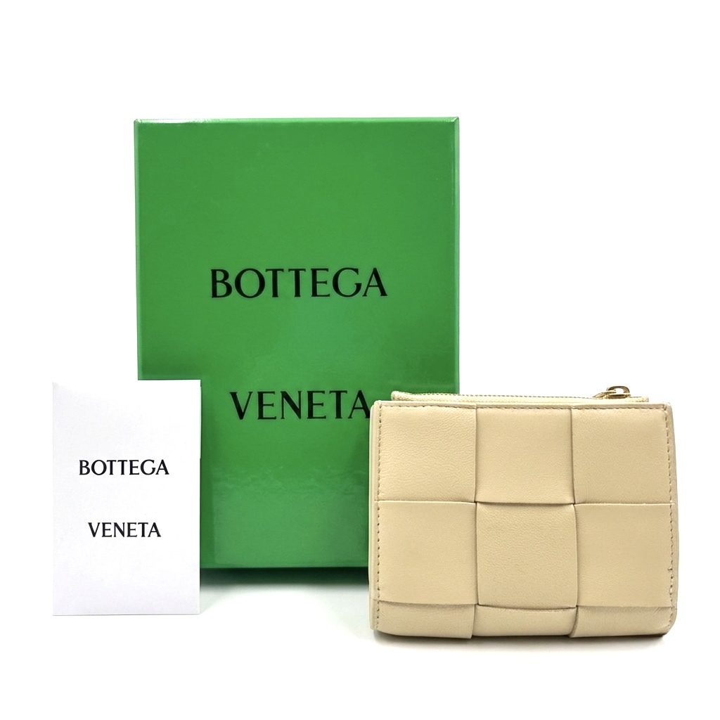 BOTTEGA VENETA ボッテガヴェネタ カセット 二つ折り財布 ショートウォレット ポリッジ ゴールド金具 706010 VCQC4