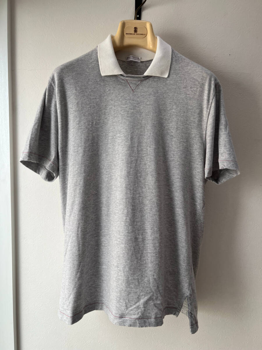 ブルネロクチネリ 超稀少 フェイクレイヤード ドッキング Tシャツ ポロシャツ 国内正規美品 size48 定価16万円 バイカラー 