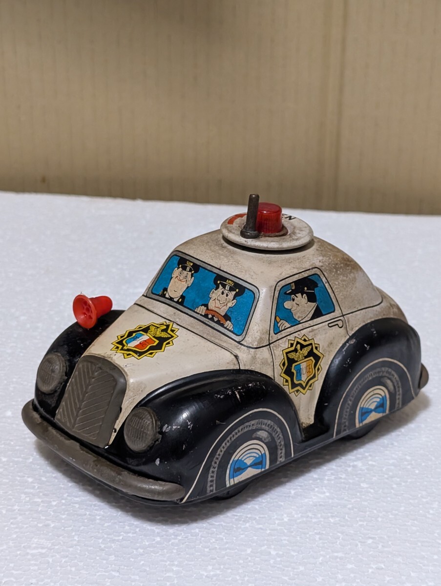 1970年代 昭和レトロ 当時物 ブリキ玩具 ブリキ自動車 オカヤス フリクション コミックポリスカー COMIC POLICECAR MADE IN JAPAN 日本製