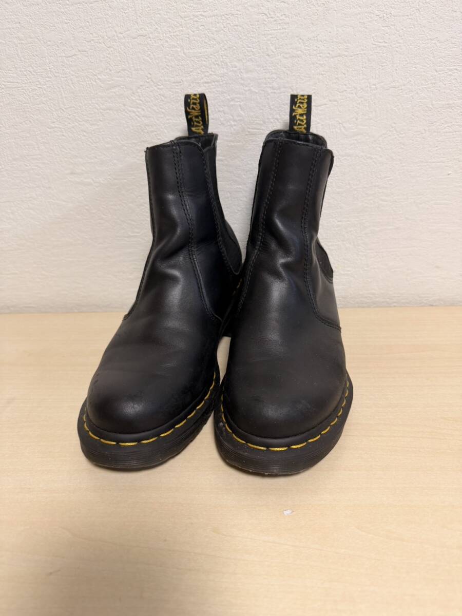 Dr.Martens ドクターマーチン チェルシーブーツ サイドゴア EU39 24.5cm 25cm 黒 ブラック イエローステッチ 本革
