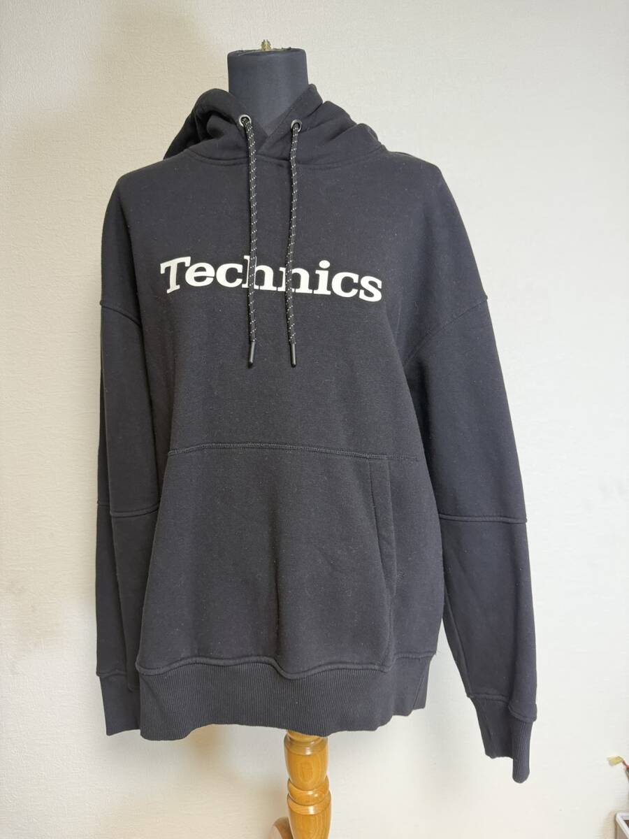Technics テクニクス パーカー M 黒 ブラック ロゴ プルオーバー スウェット フーディー DJ メンズ レディース