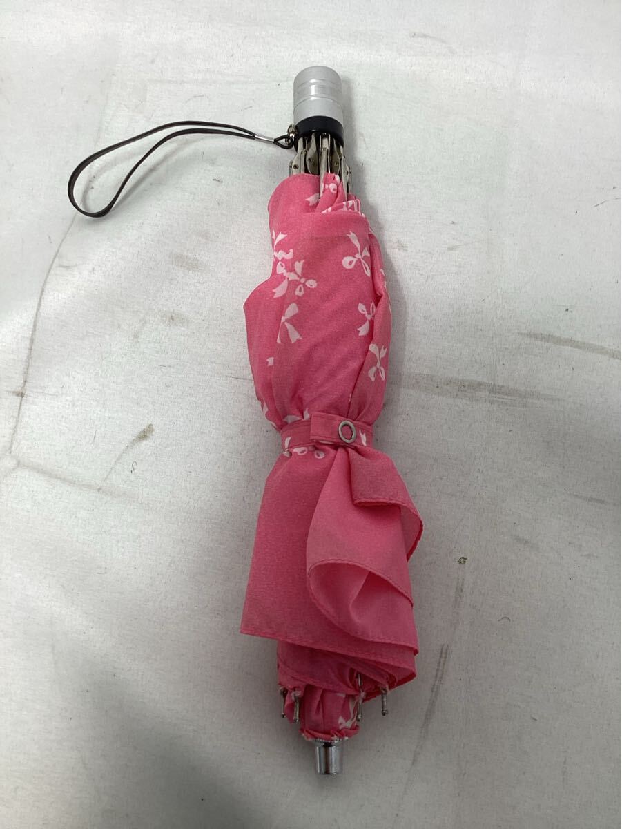 折りたたみ傘 ピンク リボン柄 雨傘 レディース 中古