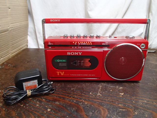 !△ラジカセ SONY CFM-120TV TV/FM/AM 3BAND カセットコーダー カセットプレーヤー ラジオ アダプター ソニー AC-620付き/動作品