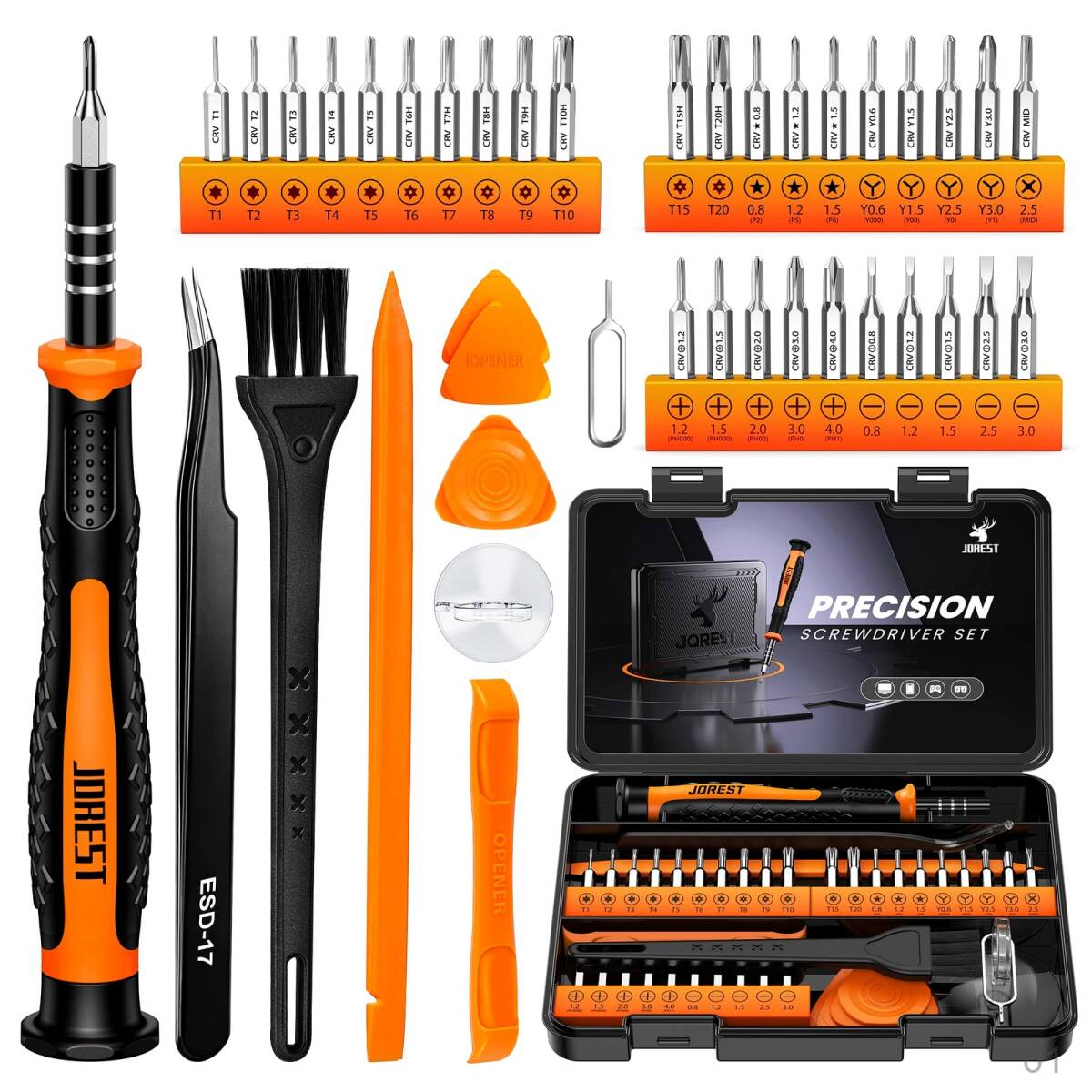 【新品】精密ドライバーセット,40個DIY工具, JOREST CRVドライバー 三角/Y型 Torx Y000/Y00/Y1, T1 T2 T3 T4 T5, T6 T7 T8 T9 T10 T15, 27