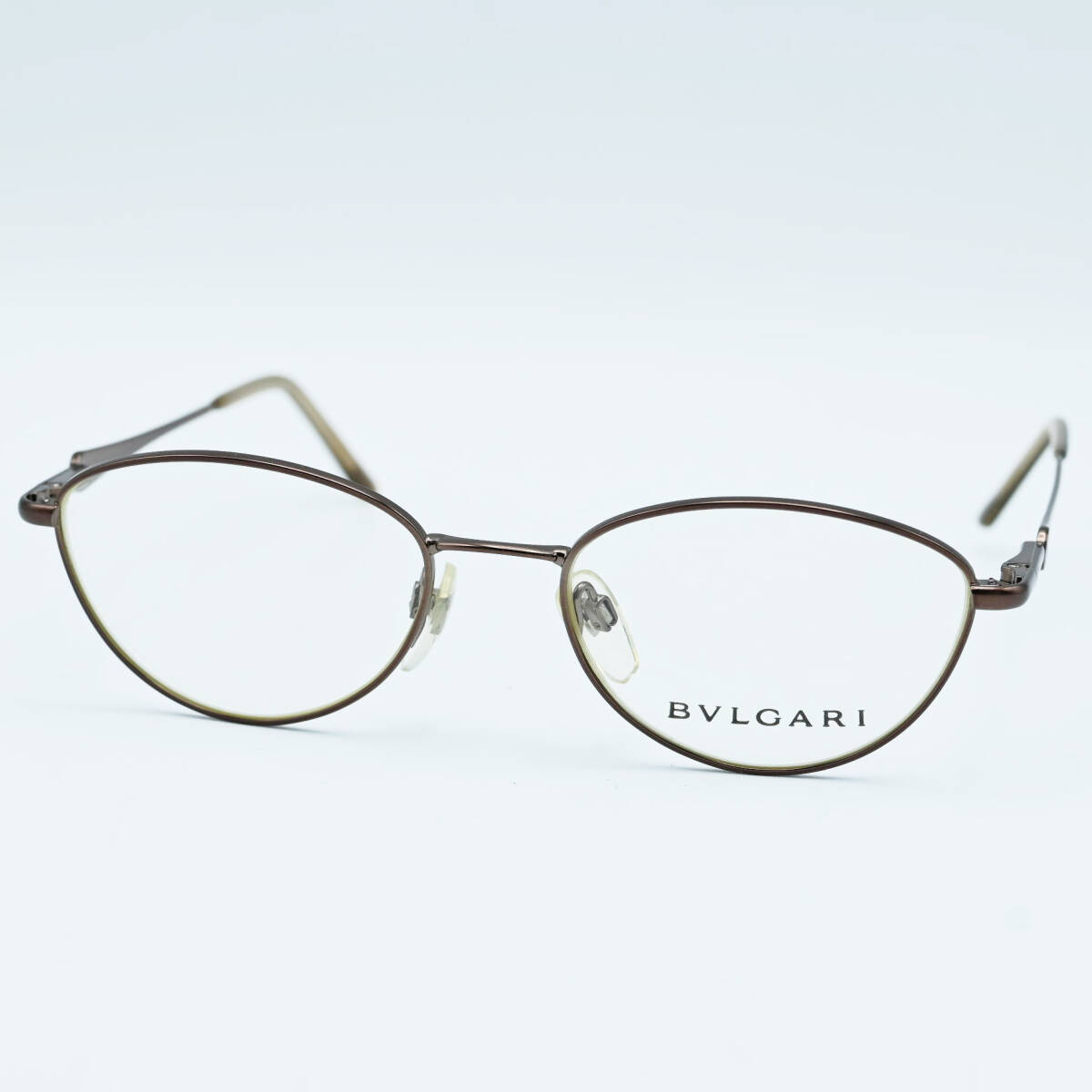 K07 BVLGARI ブルガリ サイドロゴ メタルフレームメガネ デモレンズ付き ブラウン