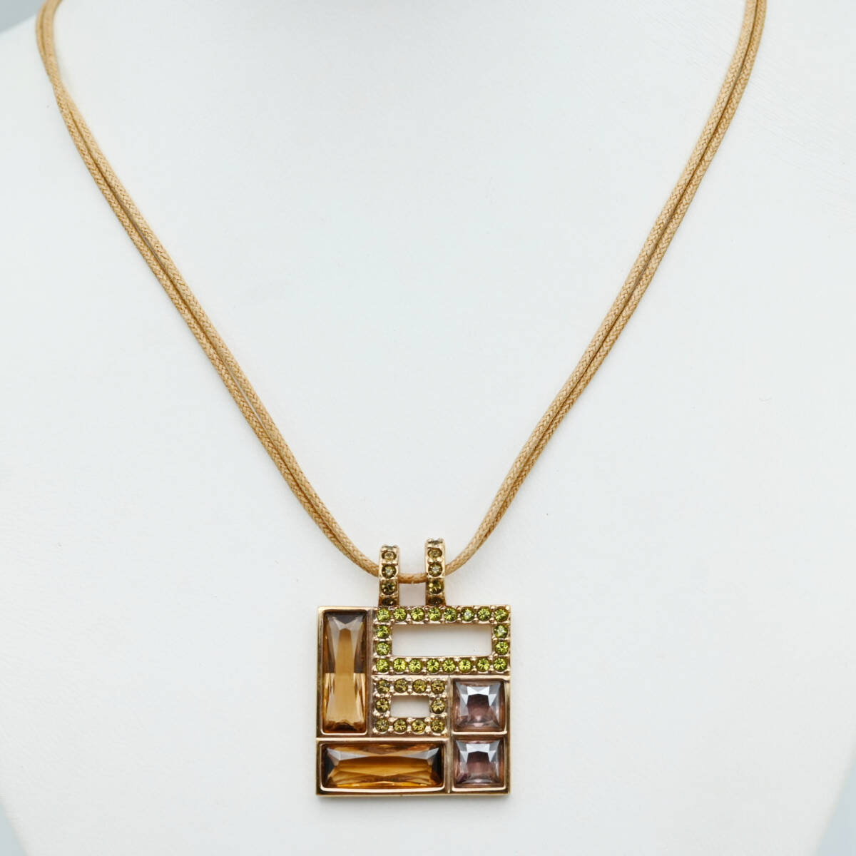 K09 SWAROVSKI スワロフスキー クリスタル カラーストーン コードネックレス ピンクゴールド