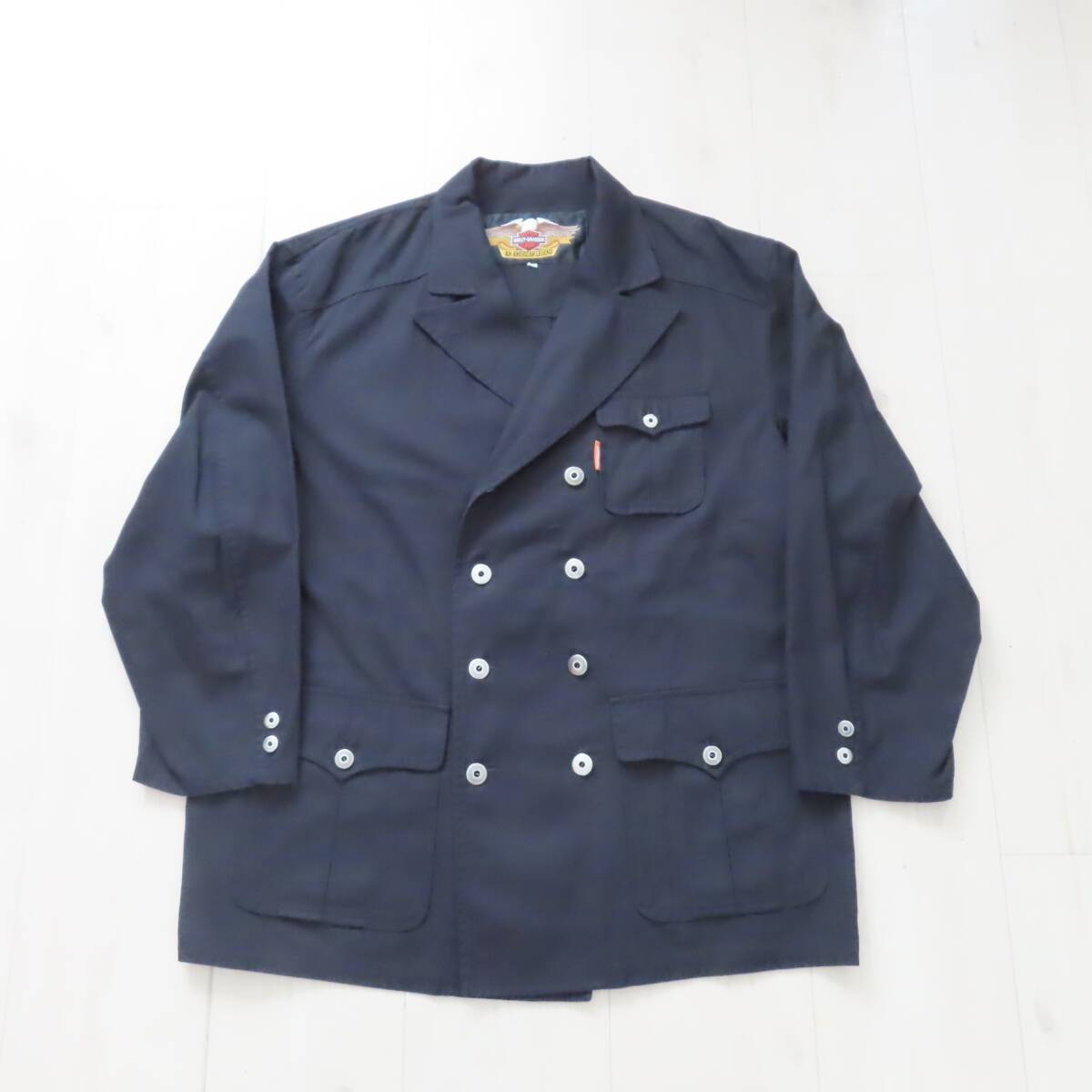 M11-k761 HARLEY-DAVIDSON ハーレーダビッドソン コットン ワークジャケット シャツ L ブラック