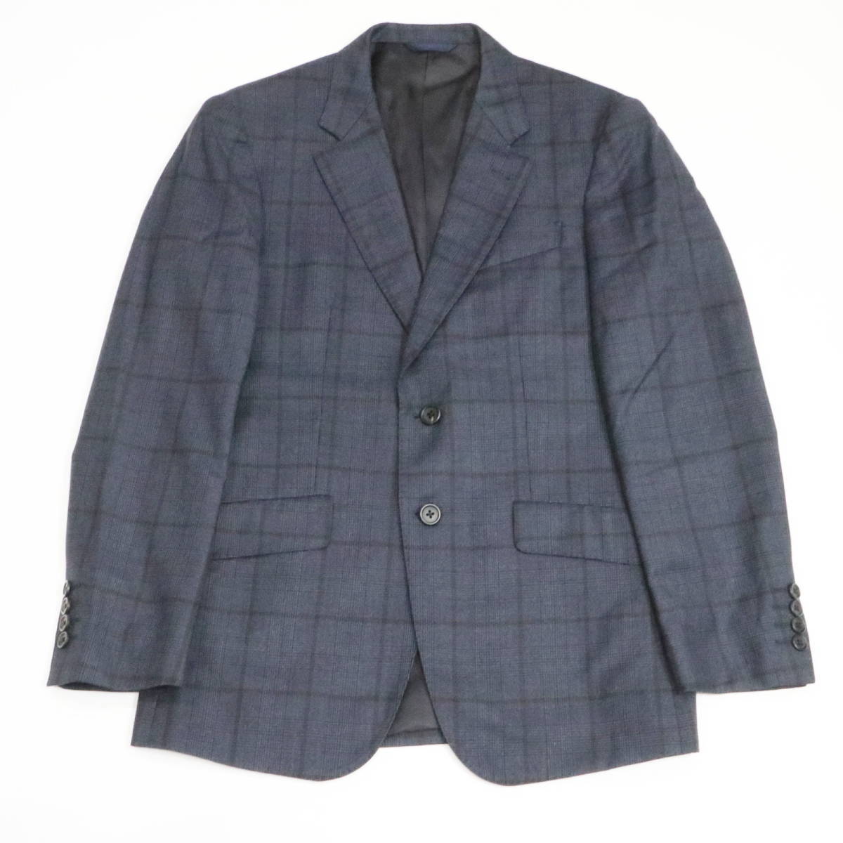 Paul SmithxLoro Piana ポールスミスxロロピアーナ チェック/フラワー柄 ウール/キュプラ ジャケット M ネイビー M10-k076