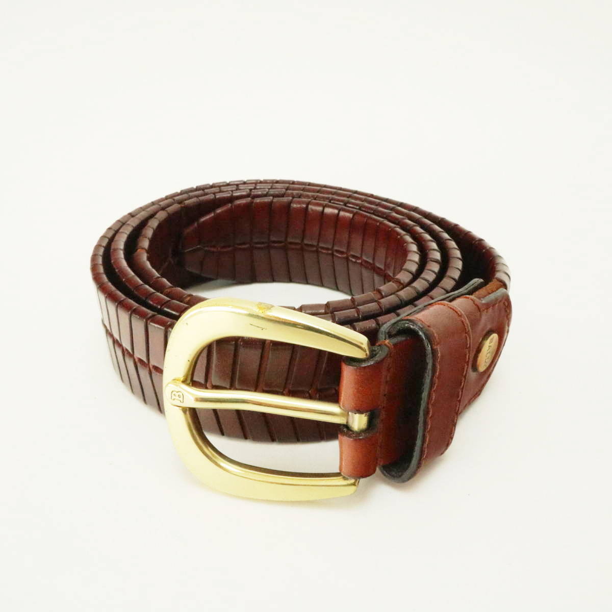 BALLY バリー 編込みレザー メンズ ベルト 100/40 ブラウン M11-k069