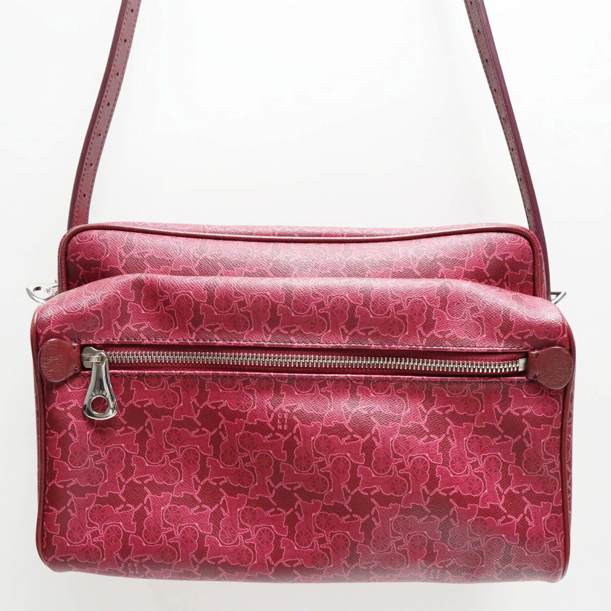 CELINE セリーヌ サルキー 馬車柄 PVC/レザー ショルダーバッグ ボルドー K11-k007