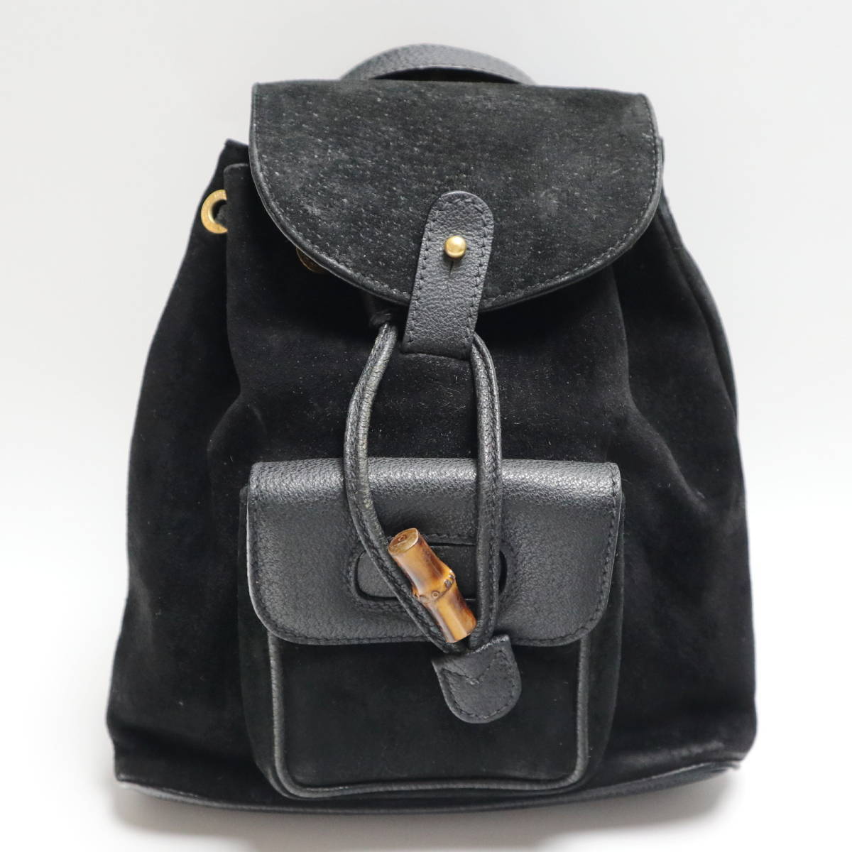 GUCCI グッチ バンブー スエード/レザー バックパック リュック ブラック S2512-k007