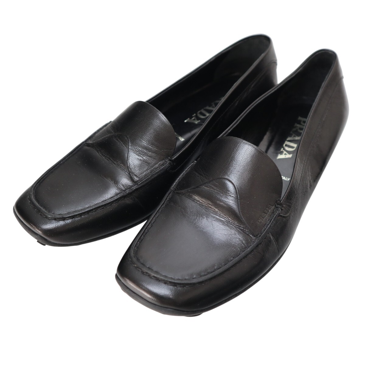 PRADA プラダ レザー ドライビングシューズ ローファー 38 ブラック S2601-k049
