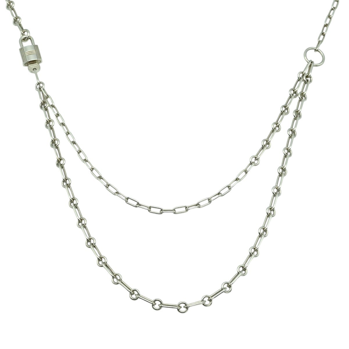 HERMES エルメス アルファケリー カデナモチーフ Ag925 ロングネックレス シルバー T2602-k041