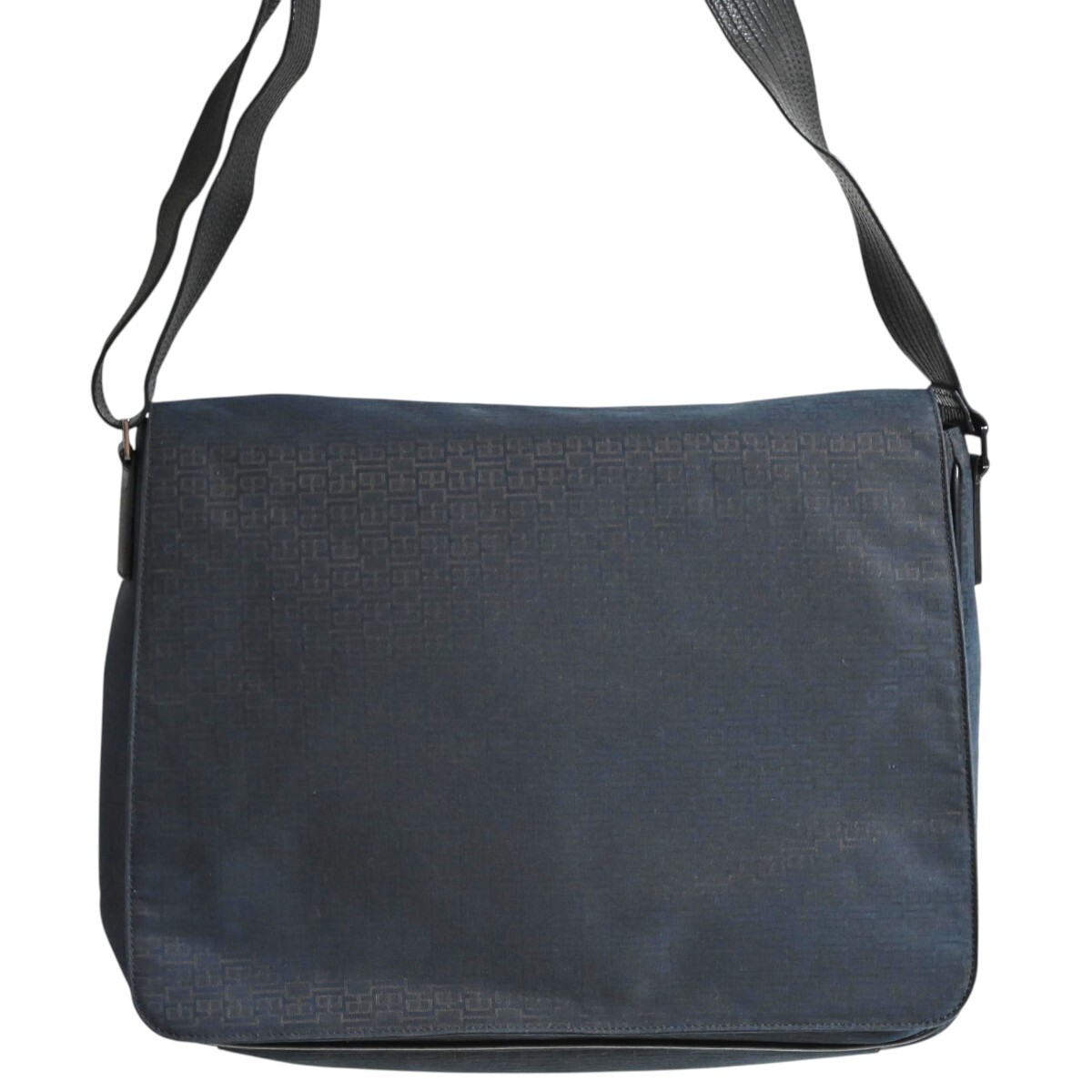HUGO BOSS ヒューゴボス ロゴ総柄 ナイロン/レザー メッセンジャー ショルダーバッグ ブラック K2603-k011