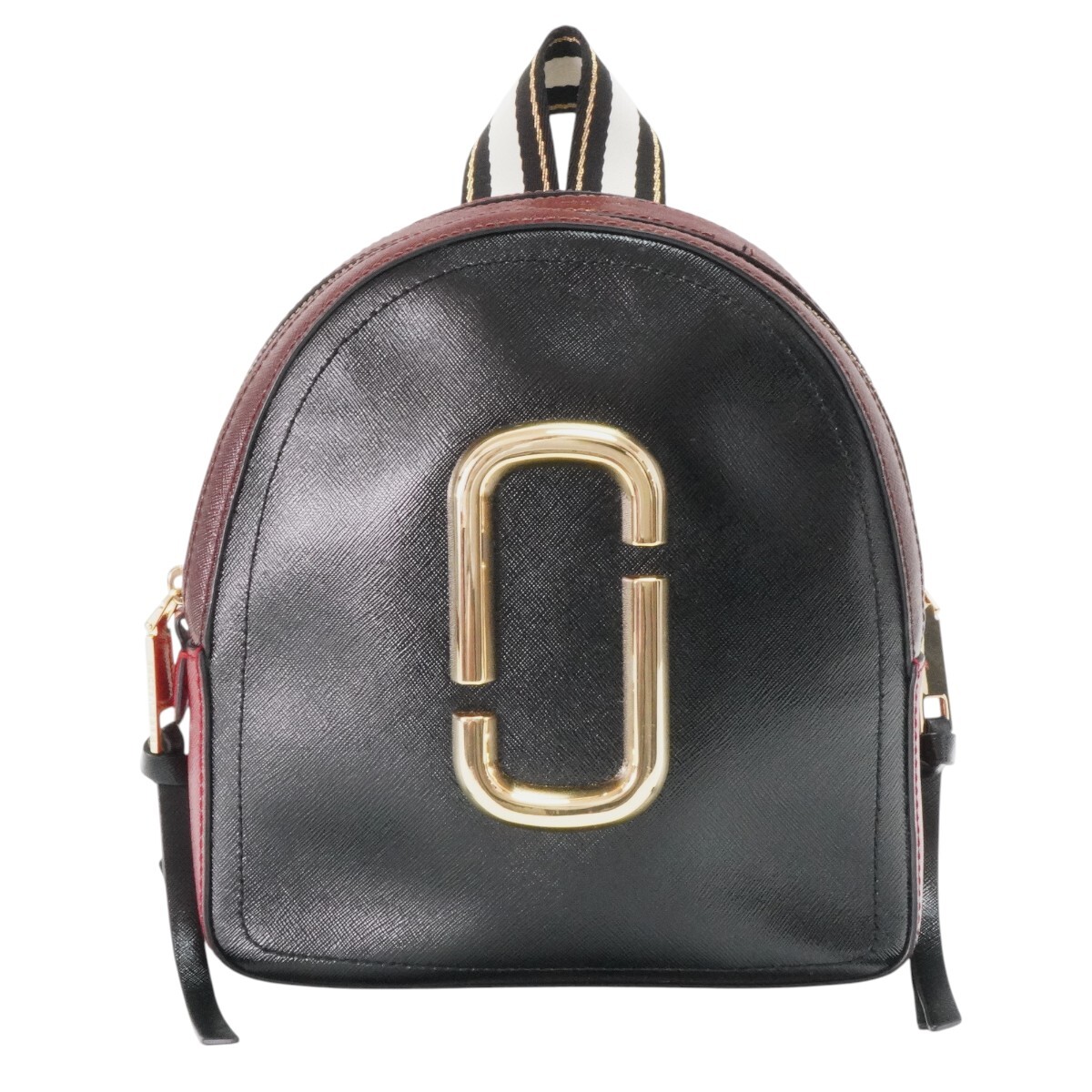 MARC JACOBS マークジェイコブス パックショット レザー バックパック リュック ブラック/ボルドー/ホワイト/ゴールド S2604-k091