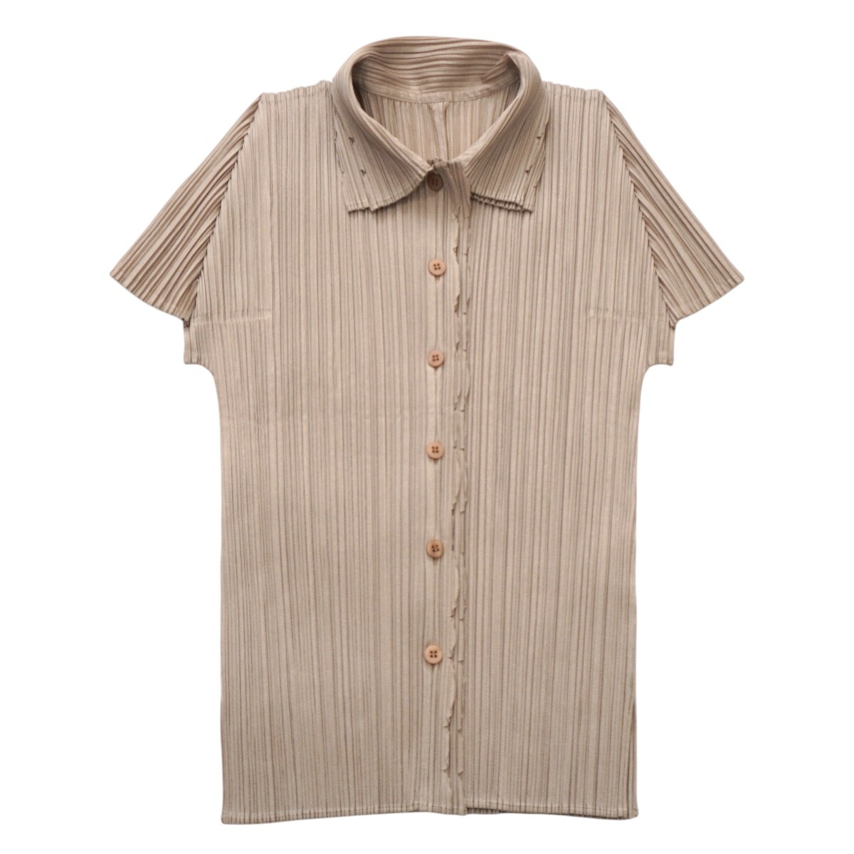 PLEATS PLEASE ISSEY MIYAKE プリーツプリーズ イッセイミヤケ デザイン生地 ポリエステル フレンチスリーブ シャツ 3 S2604-k085NP