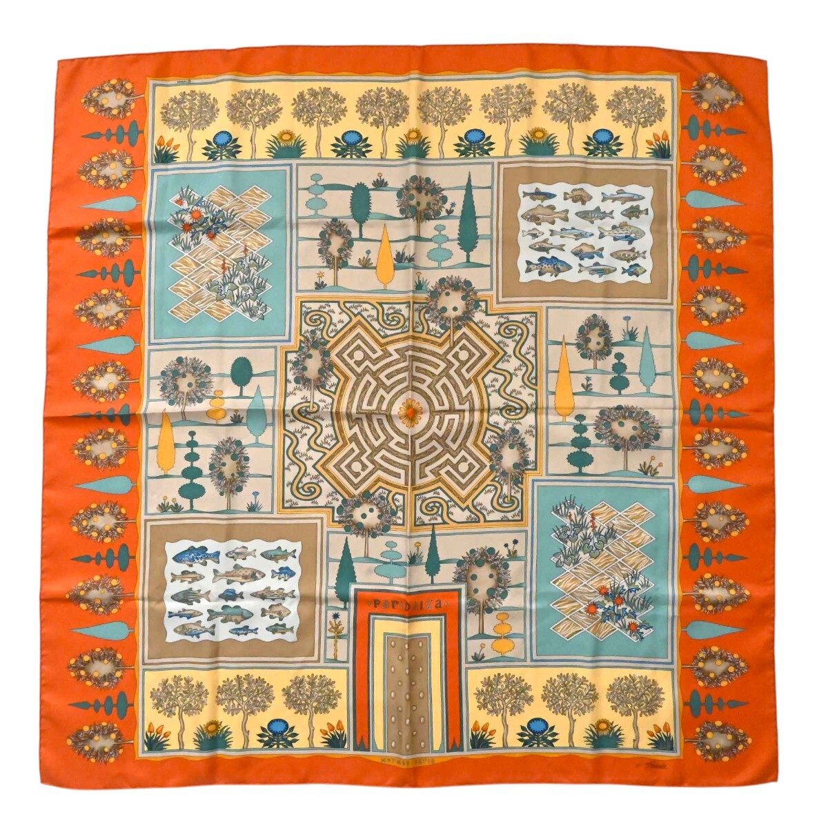 HERMES Paridaiza エルメス パラダイス カレ90 シルク 大判スカーフ オレンジ K2605-k042YP