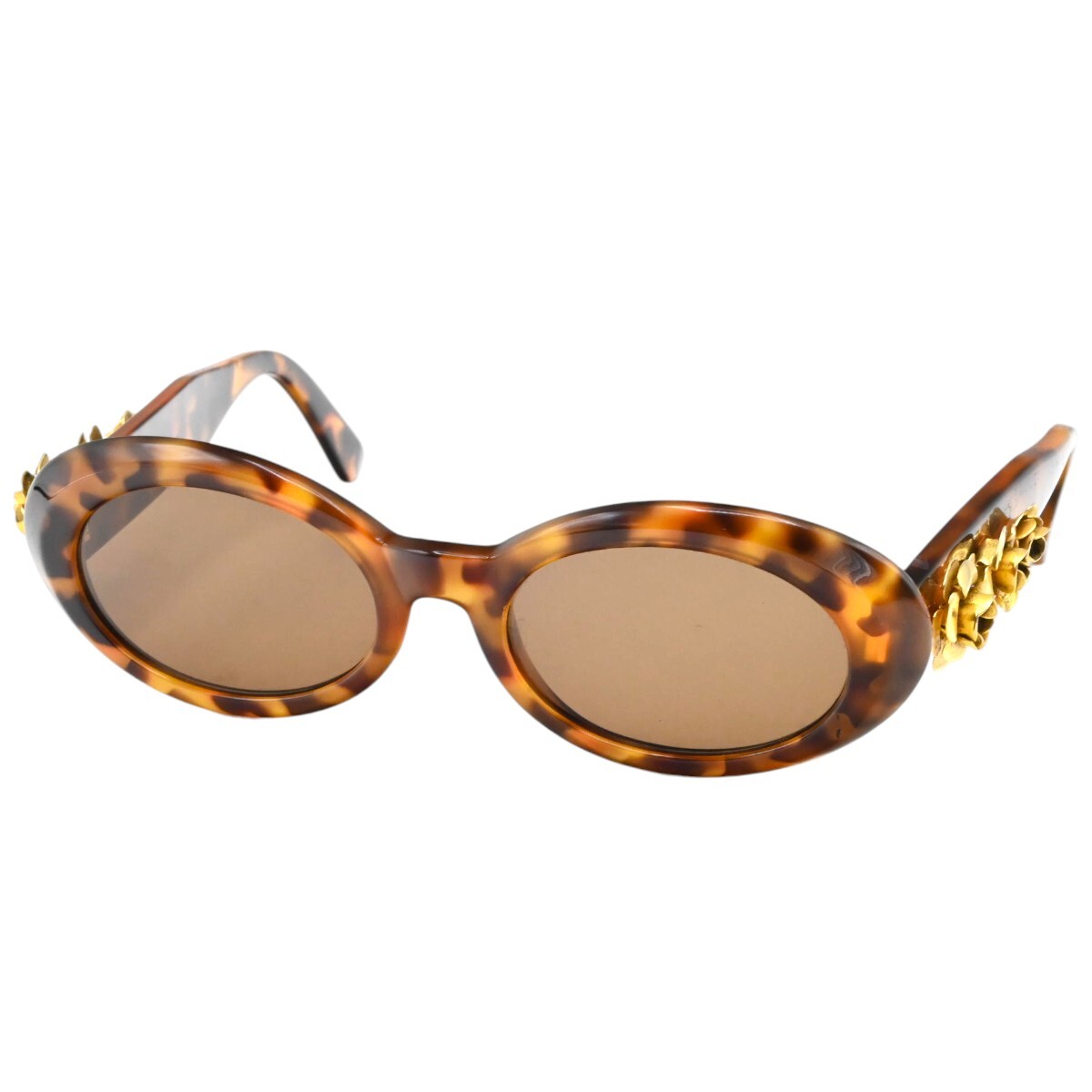 GIANNI VERSACE ジャンニヴェルサーチ サイドフラワーモチーフ べっ甲柄 セルフレーム サングラス MOD.527/G ブラウン K2605-k059