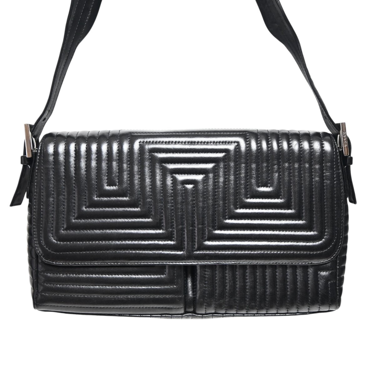 BALLY バリー キルティング レザー フラップ ショルダーバッグ ブラック S2605-k039