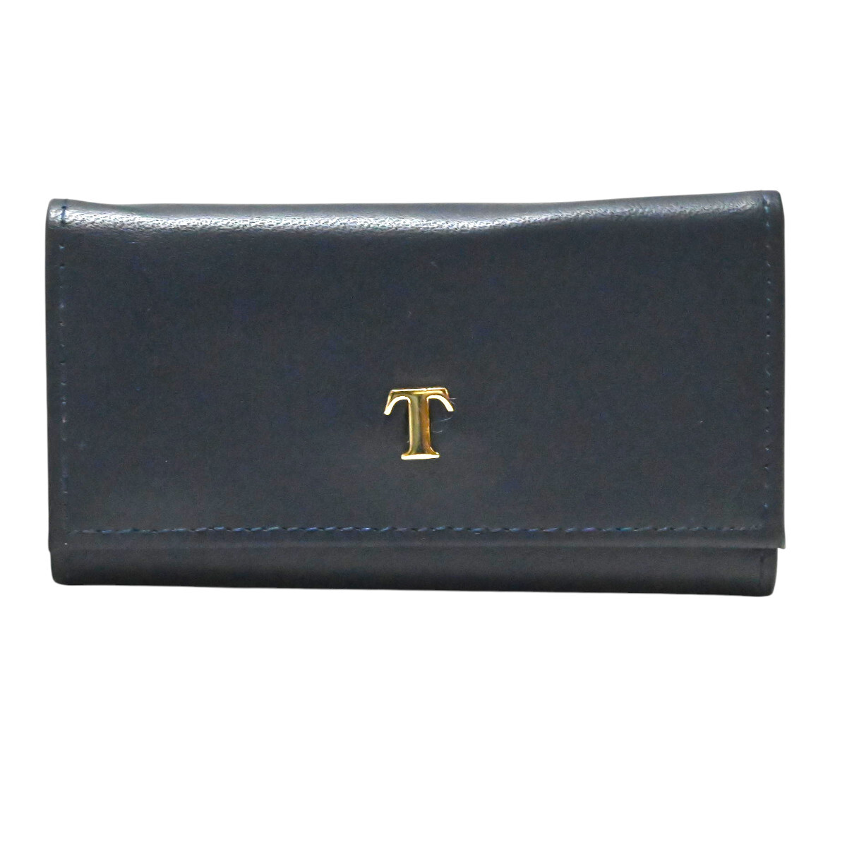 TIFFANY＆Co.xTOYOTA ティファニーxトヨタ Tロゴプレート レザ― 4連キーケース ネイビー/ゴールド金具 K2606-k058YP