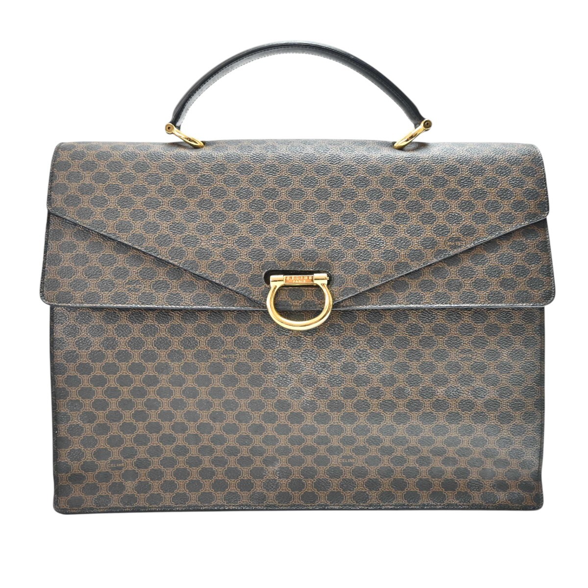 CELINE セリーヌ マカダム PVC/レザ― ビジネスバッグ ブリーフケース ブラウン M2606-k084