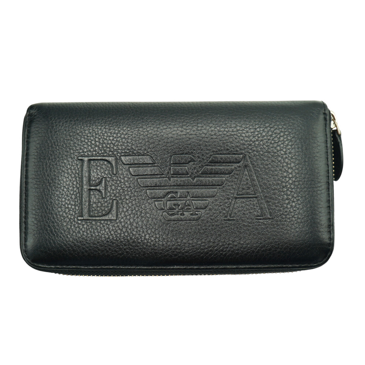 EMPORIO ARMANI エンポリオアルマーニ ロゴ レザ― ラウンドファスナー長財布 ブラック K2606-k091