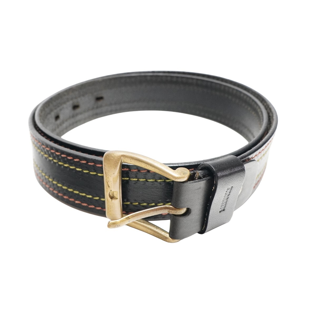 MISSONI ミッソーニ カラーステッチデザイン レザ― メンズベルト 100 ブラック/ゴールド M2606-k109