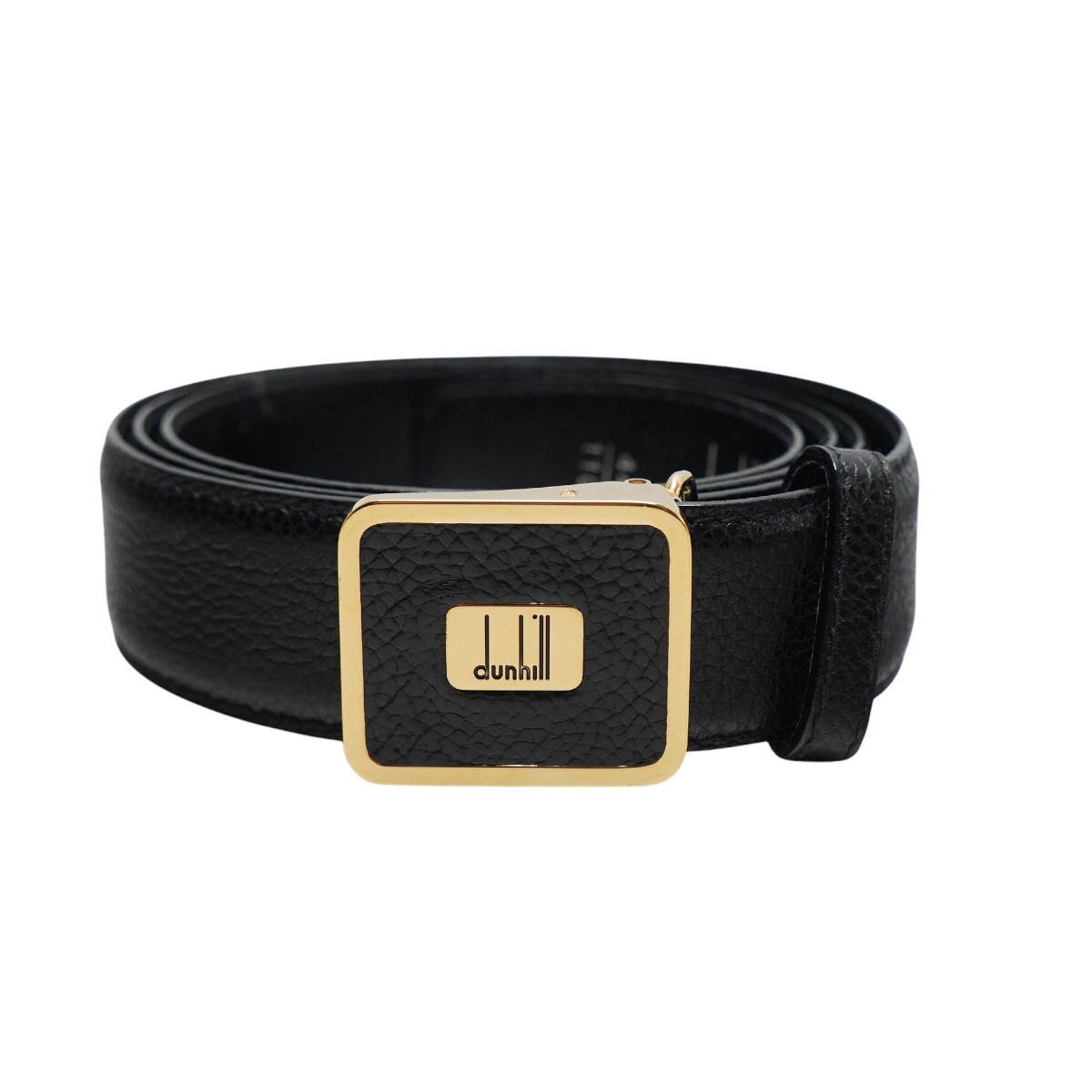 dunhill ダンヒル ロゴバックル レザ― メンズベルト 44/110 ブラック/ゴールド M2606-k113