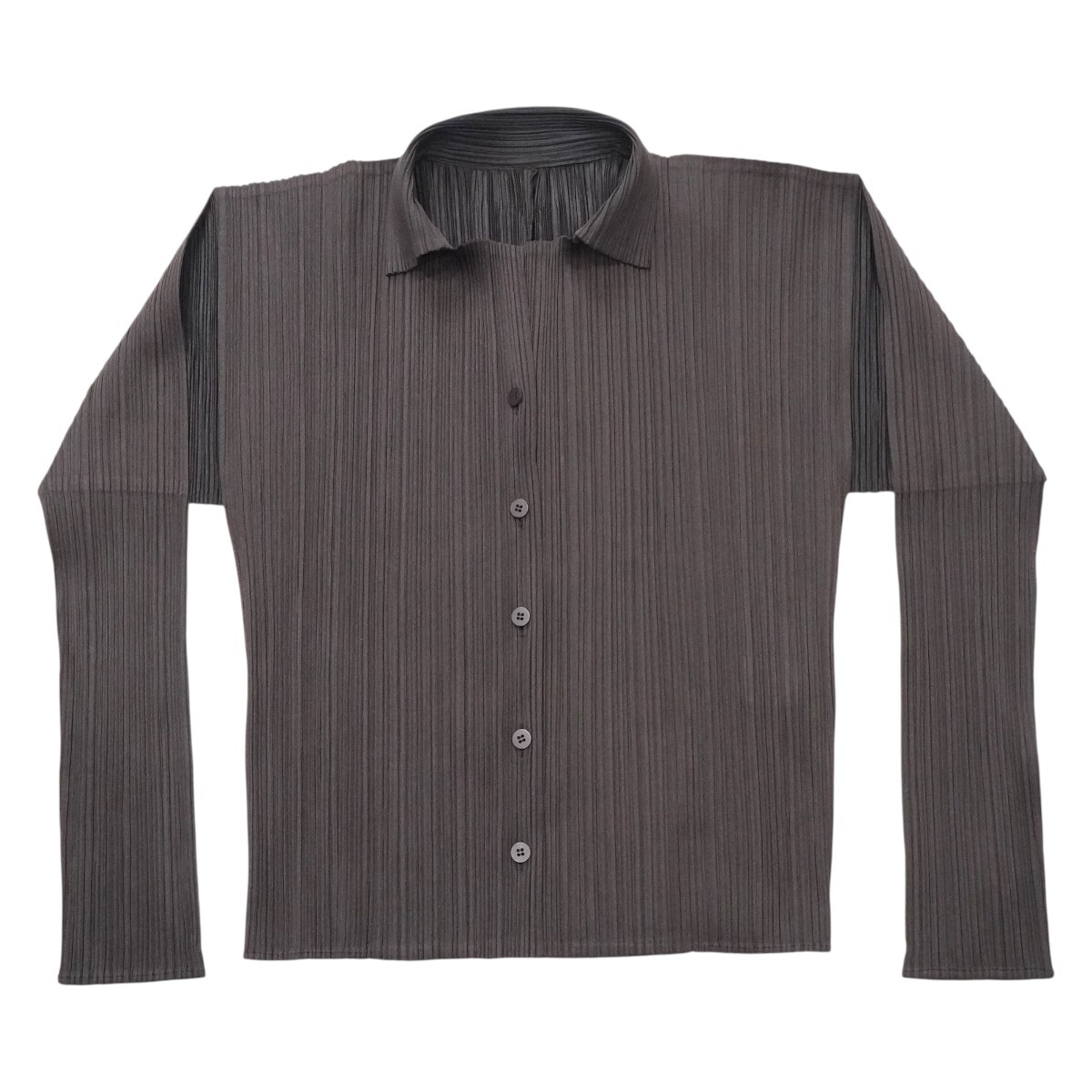 PLEATS PLEASE ISSEY MIYAKE プリーツプリーズ イッセイミヤケ ポリエステル プリーツ ロングスリーブ カーディガン 3 ブラウン S2607-k029