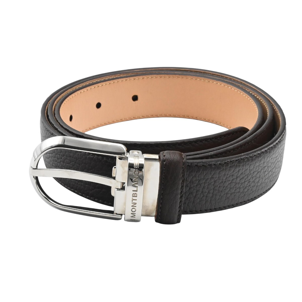 MONTBLANC モンブラン レザ― メンズベルト ブラウン/シルバー S2607-k085