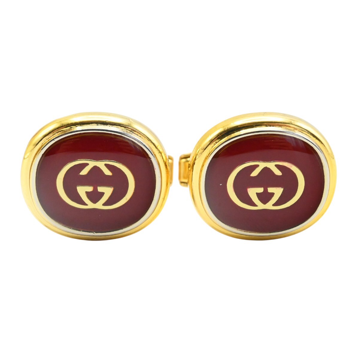 GUCCI グッチ インターロッキング GG メタル カフスボタン カフリンクス ボルドー/ゴールド M2607-k094YP