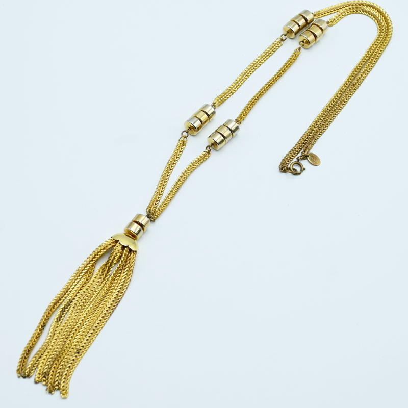 M12-k037 NINA RICCI ニナリッチ GP フリンジ ロングネックレス ゴールド