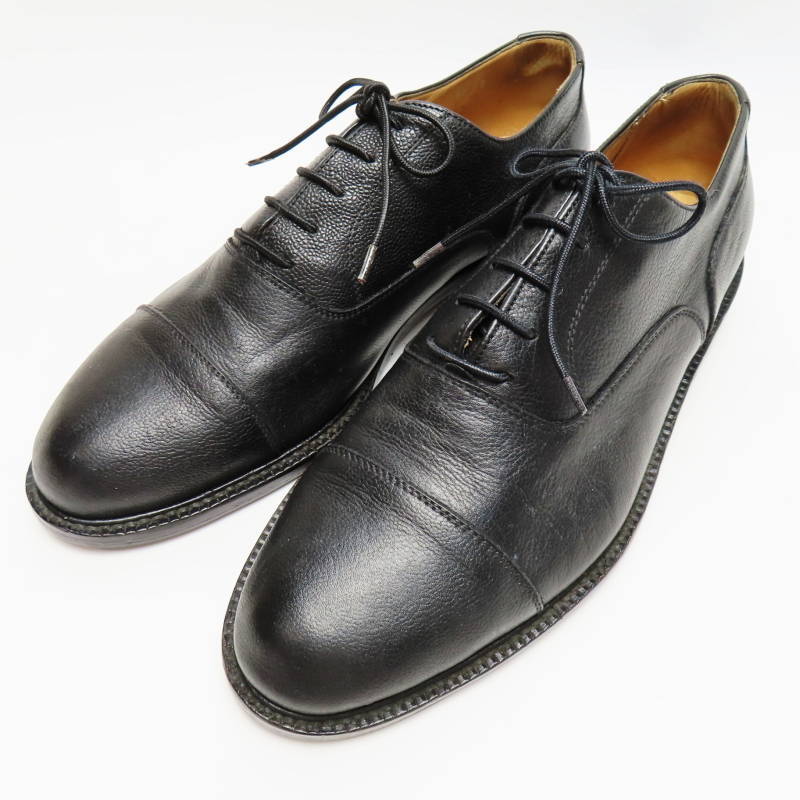 S02-k032 GIORGIO ARMANI ジョルジオアルマーニ ストレートチップ レザ―シューズ 8(27.0cm相当)ブラック
