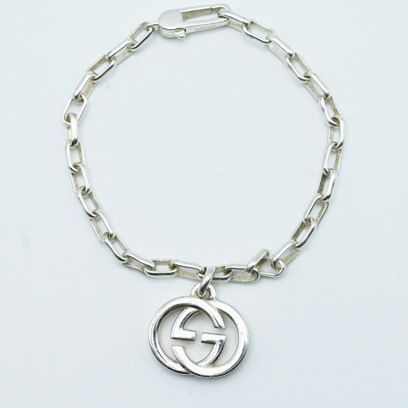 M02-k052 GUCCI グッチ ヴィンテージ インターロッキング SV925 ブレスレット サイズ17 シルバー