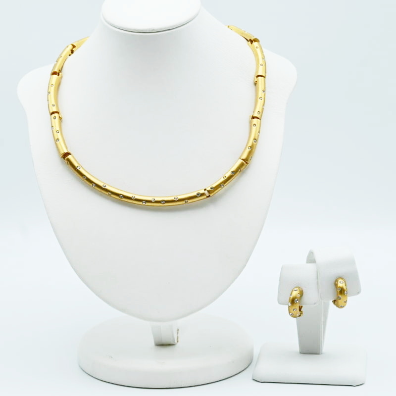 M02-k035 SWAROVSKI スワロフスキー ラインストーン GP ネックレス/イヤリングセット ゴールド