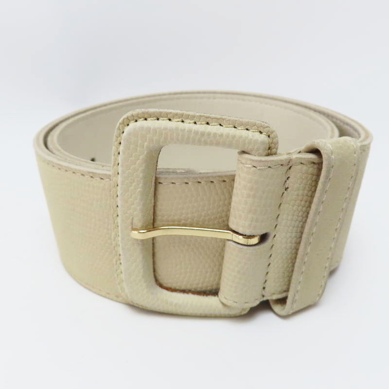 M04-k089 美品 Burberrys バーバリーズ レディース ワイド レザ― ベルト ベージュ