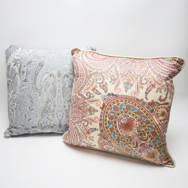 M06-k124 ETRO Home Collection エトロ ホーム コレクション ペイズリー柄 ポリエステル クッション 2点セット ブルー/ピンク