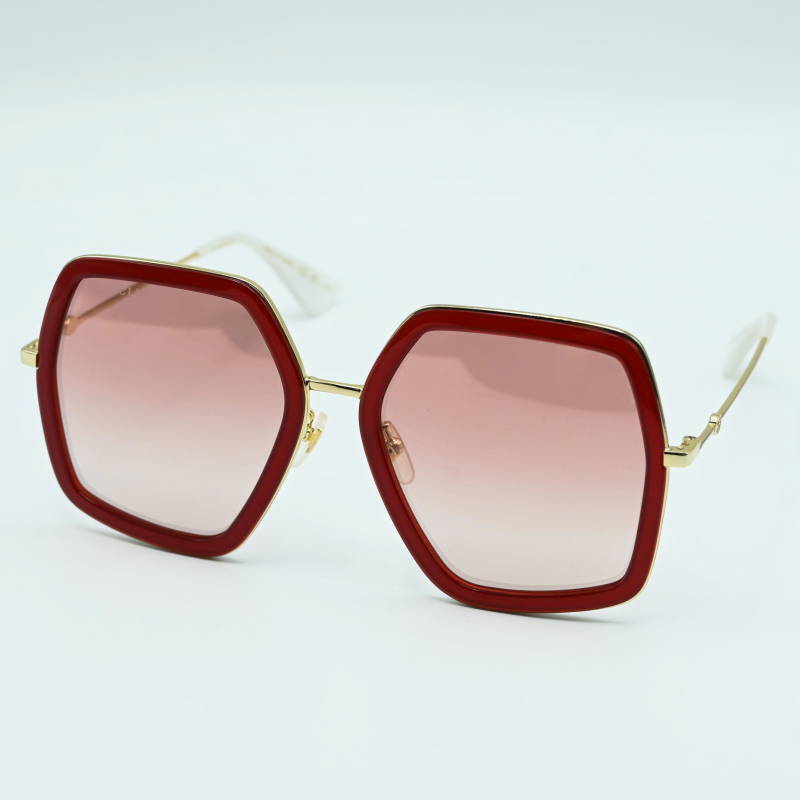 S06-k139 GUCCI グッチ サイドGG/ハチ グラデーションレンズ サングラス ボルドー/ゴールド/シルバー GG0106S