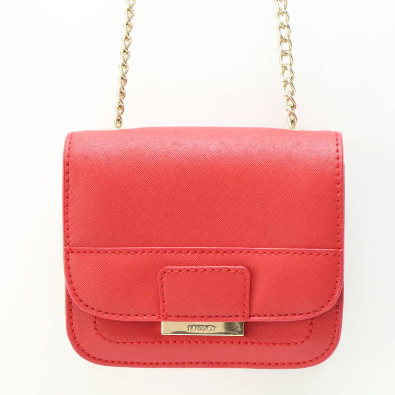 美品 MAX＆Co マックスアンドコー PVC チェーンショルダーバッグ レッド M09-k024