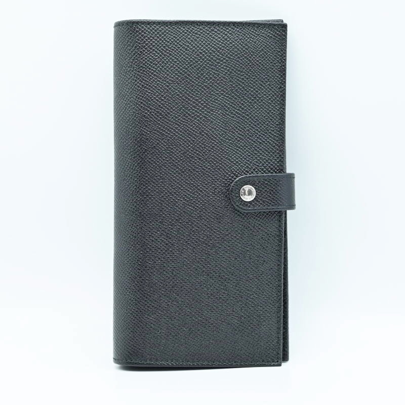 DOLCE＆GABBANA ドルチェ&ガッパーナ ホック式 レザ― 二つ折り長財布 ブラック M09-k010