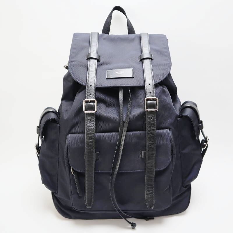 JIMMY CHOO FILMORE ジミーチュウ フィルモア ナイロン/レザ― バックパック リュック ネイビー/ブラック S09-k093
