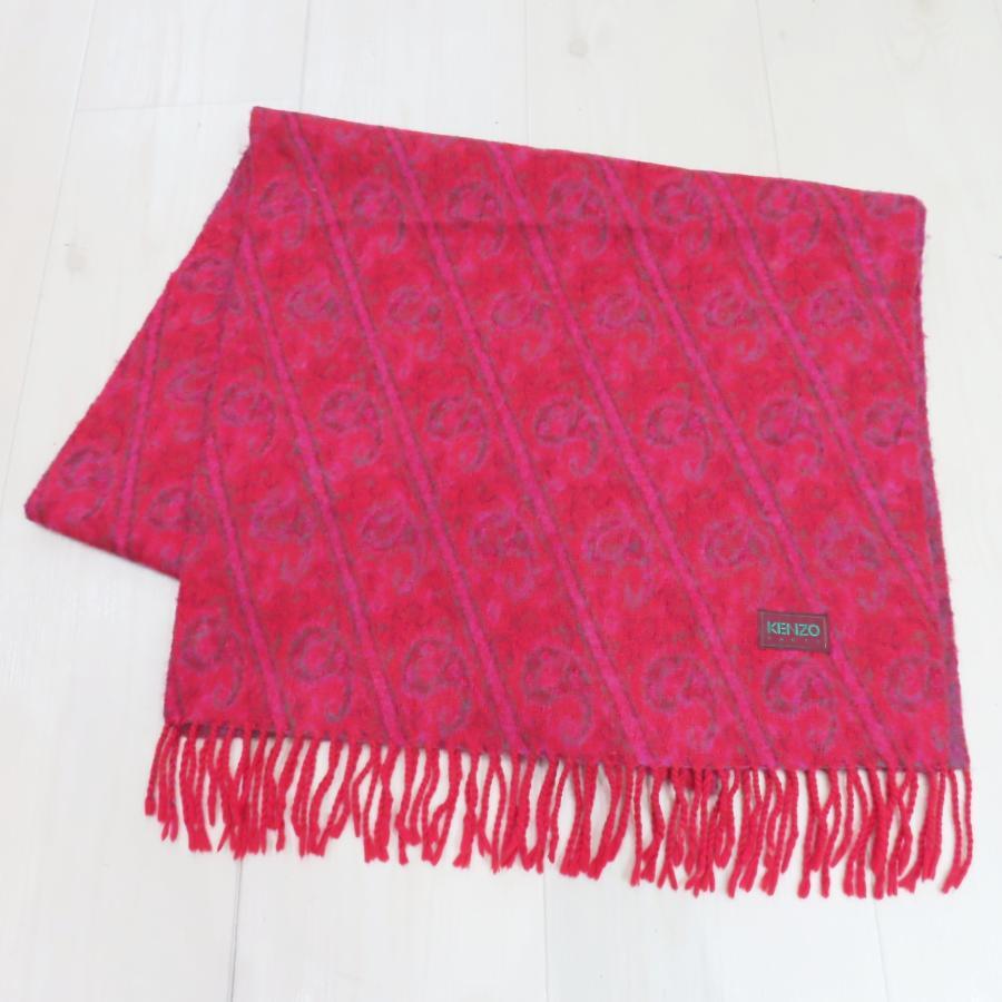 M11 KENZO ケンゾー 総柄 ウール マフラー レッド